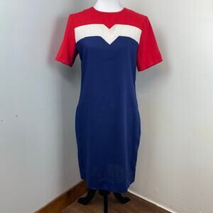 Vintage 70s Toni Todd MCM Colorblock Short Sleeve Sheath Dress Size 12